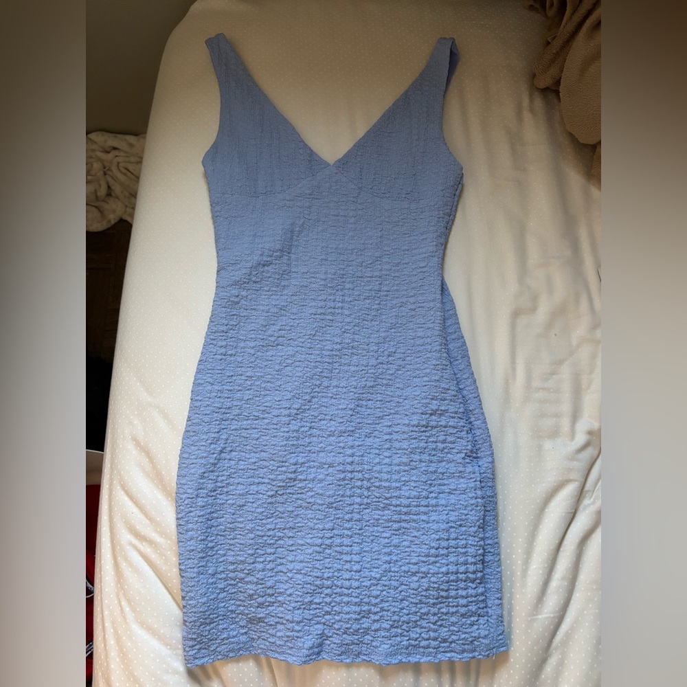 light blue textured mini dress size small